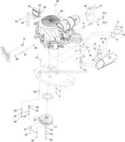 Engine Assembly Diagram and Parts List for LZX980EKC96RW0 (406294345-408644345)(2020) Exmark Lawn Mower