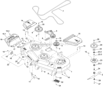 Deck Assembly Diagram and Parts List for LZE742GKC604A3 (404314159-406294344)(2019) Exmark Lawn Mower