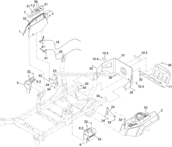 Control Panel Assembly Diagram and Parts List for RAE708GEM52300 (404314159-406294344)(2019) Exmark Lawn Mower