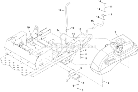 Fuel Tank Mounting Assembly Diagram and Parts List for PNS651KA483 (314000000-314999999)(2014) Exmark Lawn Mower