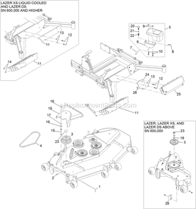 Weight And Belt Drive Components (1) Diagram and Parts List for UVD6672 (314000000-314999999)(2014) Exmark Lawn Tractor Accessories