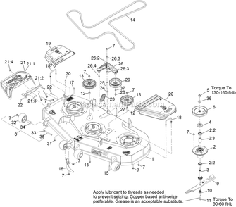 Deck Assembly Diagram and Parts List for PNS740KC604 (314000000-314999999)(2014) Exmark Lawn Mower