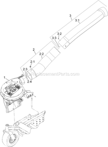 Blower And Tubes Assembly Diagram and Parts List for 116-3000 (314000000-314999999)(2014) Exmark Lawn Tractor Accessories