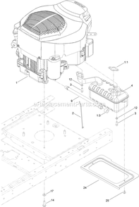 Engine And Muffler Assembly Diagram and Parts List for QSS725GKC50200 (315000000-315999999)(2015) Exmark Lawn Mower