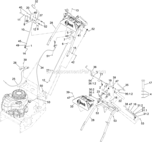 Controls Assembly Diagram and Parts List for VHS481GKA36200 (402082300-404314158)(2018) Exmark Lawn Mower