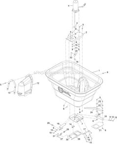 Spreader Hopper Diagram and Parts List for 135-0192 (406294345-408644345)(2020) Exmark Lawn Tractor Accessories