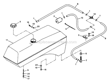 Fuel Group Diagram and Parts List for LZ-22KC52 (115000-129999)(1996) Exmark Lawn Mower