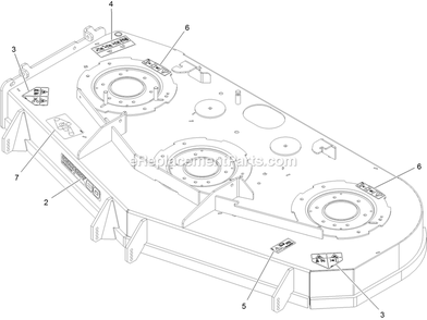Deck With Decals Assembly Diagram and Parts List for VTS740PKC60400 (402082300-404314158)(2018) Exmark Lawn Mower