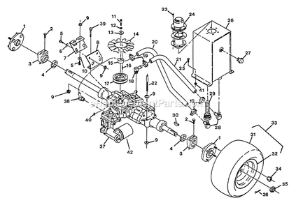Axle And Hydraulics Diagram and Parts List for TR-22KC (115000-129999)(1996) Exmark Lawn Mower