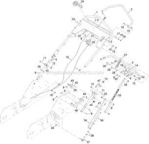 Handle Assembly Diagram and Parts List for ARS180CKA21000 (315000000-315999999)(2015) Exmark Aerator