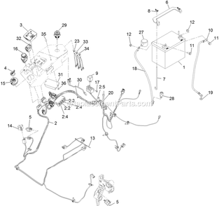 Electrical Assembly Diagram and Parts List for LZX740EKC526 (314000000-314999999)(2014) Exmark Lawn Mower