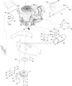Engine Assembly Diagram and Parts List for LZX980EKC726W0 (400000000-402082299)(2017) Exmark Lawn Mower