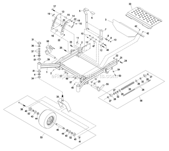 Front Frame Group Diagram and Parts List for LZ28KA665 (670000-719999)(2007) Exmark Lawn Mower
