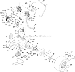 Ground Drive Assembly Diagram and Parts List for VTS691KA484CA (314000000-314999999)(2014) Exmark Lawn Mower