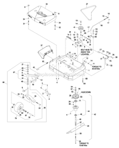 Mower Deck (1) Diagram and Parts List for M16KA362P (850000-919999)(2010) Exmark Lawn Mower