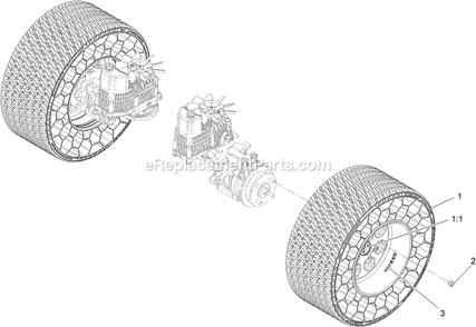 Rear Wheel Assembly Diagram and Parts List for LZX921GKA606A5 (408644346-999999999)(2021) Exmark Lawn Mower