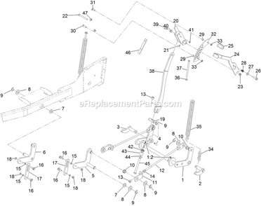 Deck Lift Assembly Diagram and Parts List for VTS740PKC52400 (402082300-404314158)(2018) Exmark Lawn Mower
