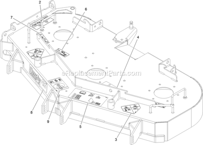 Deck With Decals Assembly Diagram and Parts List for TTS541CKA48300 (315000000-315999999)(2015) Exmark Lawn Mower
