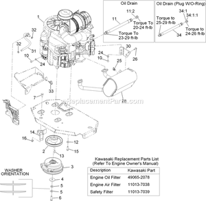 Engine Assembly Diagram and Parts List for LZX29KA606SS (920000-999999)(2011) Exmark Lawn Mower
