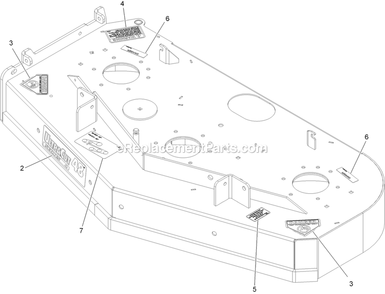 Deck With Decals Assembly Diagram and Parts List for VTX651KA484 (313000000-313999999)(2013) Exmark Lawn Mower