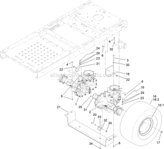 Hydro Transaxle Drive And Rear Wheel Assembly Diagram and Parts List for QTS691KA502 (313000000-313999999)(2013) Exmark Lawn Mower