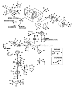 Engine Deck Group (1) Diagram and Parts List for TT3614KC (160000-169999)(1998) Exmark Lawn Mower