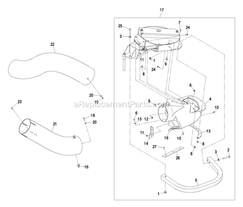 Blower Assembly (4) Diagram and Parts List for LHPUV4650 (600000-669999)(2006) Exmark Lawn Tractor Accessories