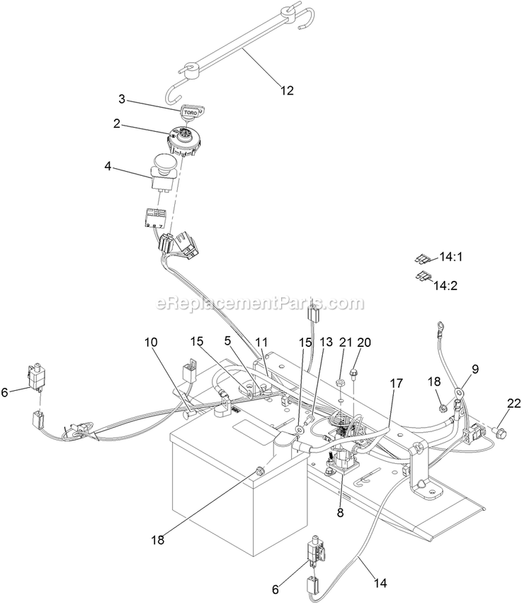 Electrical Assembly Diagram and Parts List for QTE691KA501 (314000000-314999999)(2014) Exmark Lawn Mower