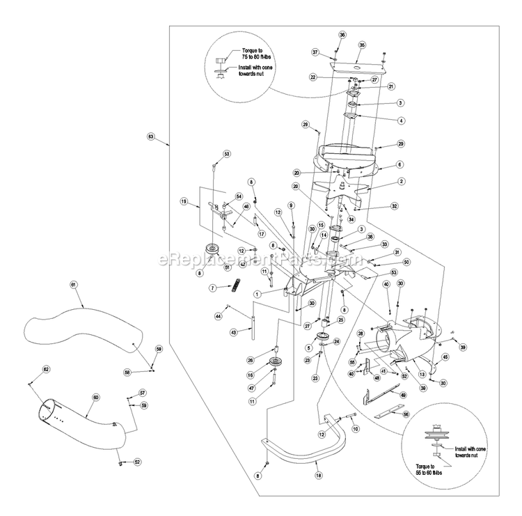 Blower Assembly (1) Diagram and Parts List for LZUV52 (790000-849999)(2009) Exmark Lawn Tractor Accessories