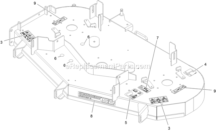 Deck With Decals Assembly Diagram and Parts List for PNE691GKA52200 (316000000-399999999)(2016) Exmark Lawn Mower