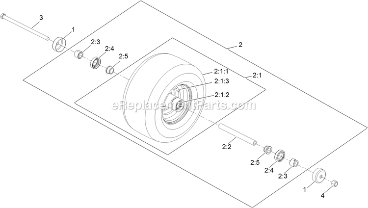 Caster Wheel Assembly Diagram and Parts List for PNS730GKA604A3 (315000000-315999999)(2015) Exmark Lawn Mower