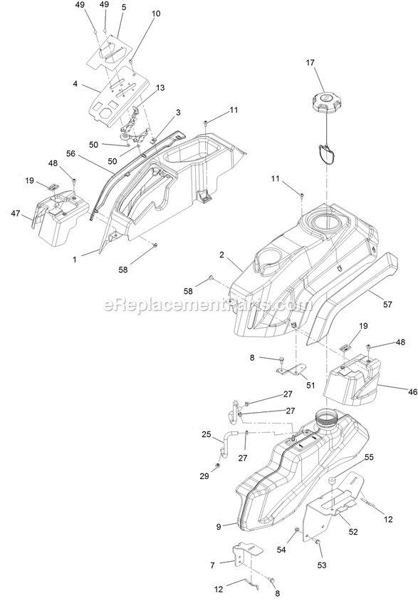 Fuel Assembly Diagram and Parts List for QZS708GEM60200 (402082300-404314158)(2018) Exmark Lawn Mower