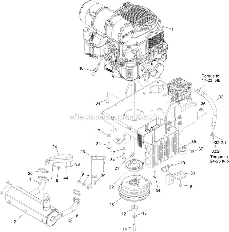 Engine Assembly Diagram and Parts List for VTS730AKC52400 (400000000-402082299)(2017) Exmark Lawn Mower