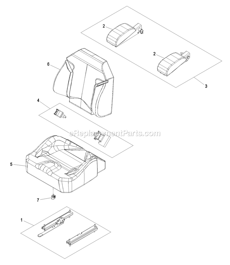 Seat With Tracks Assembly Diagram and Parts List for LZZ23KA526 (790000-849999)(2009) Exmark Lawn Mower