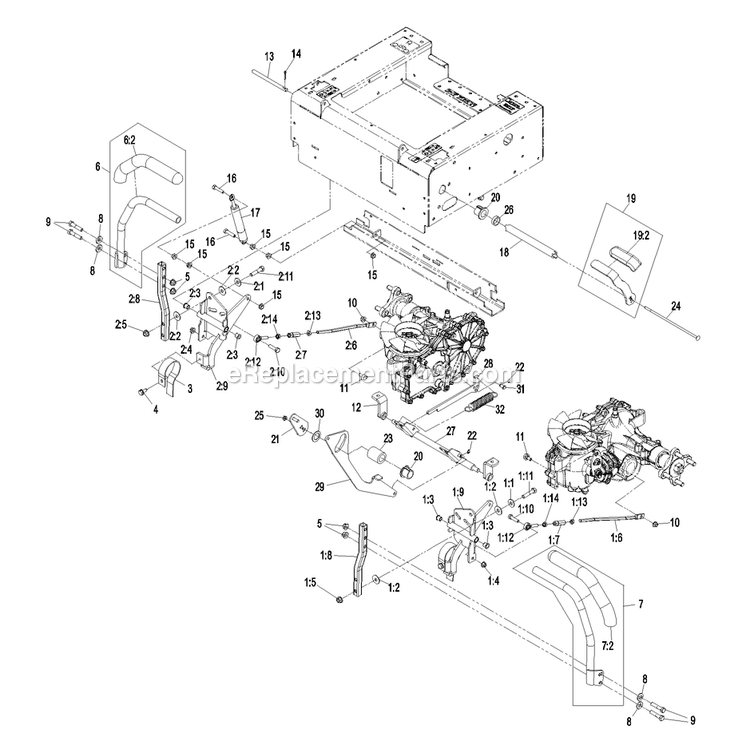 Motion Control Group Diagram and Parts List for QST20BE422 (790000-849999)(2009) Exmark Lawn Mower