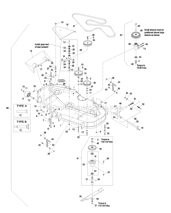 Deck Group (1) Diagram and Parts List for LZ27LKA604 (510000-539999)(2005) Exmark Lawn Mower
