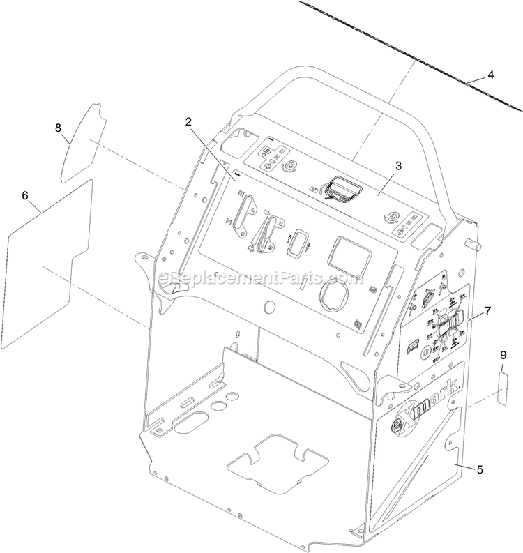 Control Tower With Decals Assembly Diagram and Parts List for VTS691KA524CA (314000000-314999999)(2014) Exmark Lawn Mower