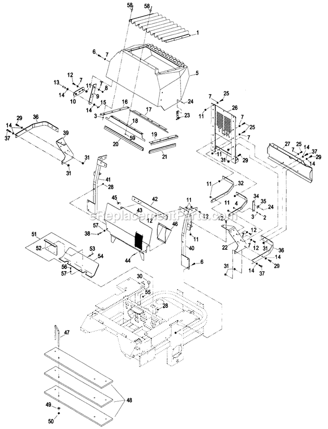 Engine Deck Group (3) Diagram and Parts List for LZ22KC604 (190000-219999)(1999) Exmark Lawn Mower