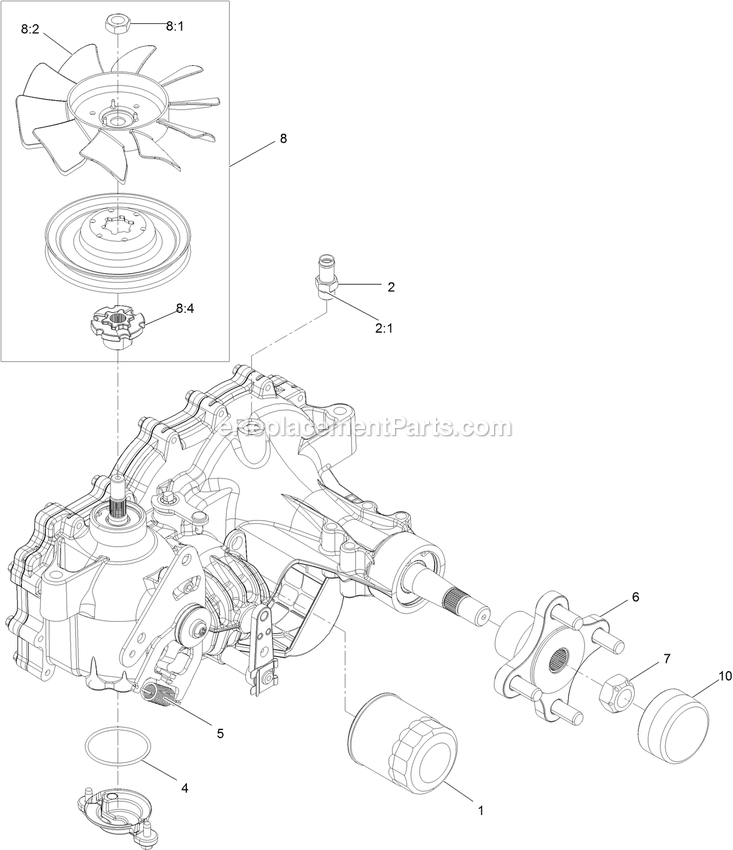 Transaxle Assembly Diagram and Parts List for PNE651GKA48200 (316000000-399999999)(2016) Exmark Lawn Mower