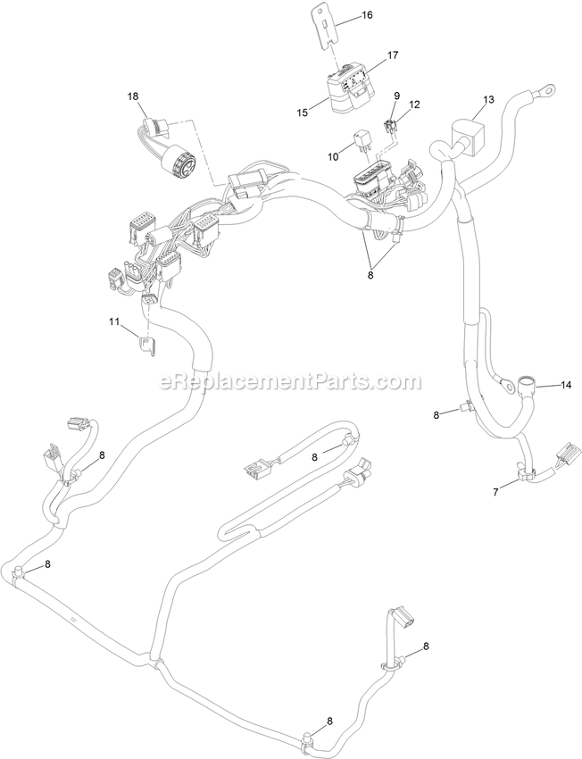 Wire Harness Assembly Diagram and Parts List for LZS850EKA604W0 (404314159-406294344)(2019) Exmark Lawn Mower