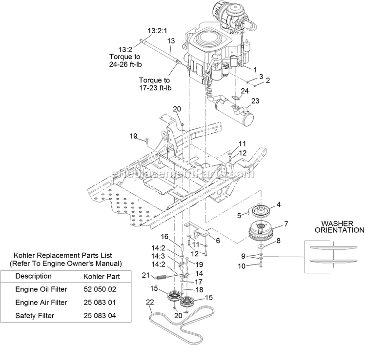 Engine Assembly Diagram and Parts List for PNS680KC523 (312000000-312999999)(2012) Exmark Lawn Mower