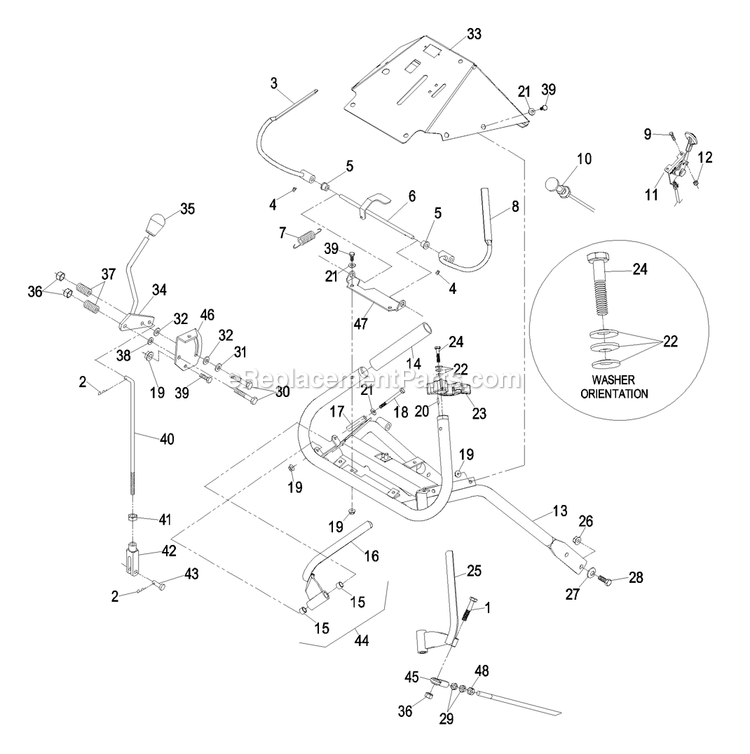 Ecs Upper Handles And Controls Diagram and Parts List for TT23KAECA (790000-849999)(2009) Exmark Lawn Mower