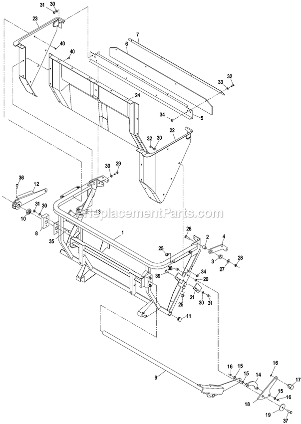 Lower Hopper Assembly Diagram and Parts List for LHPUVD5256 (720000-789999)(2008) Exmark Lawn Tractor Accessories