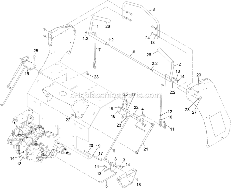 Motion Controls Assembly Diagram and Parts List for SAR481KA30 (312000000-312999999)(2012) Exmark Aerator