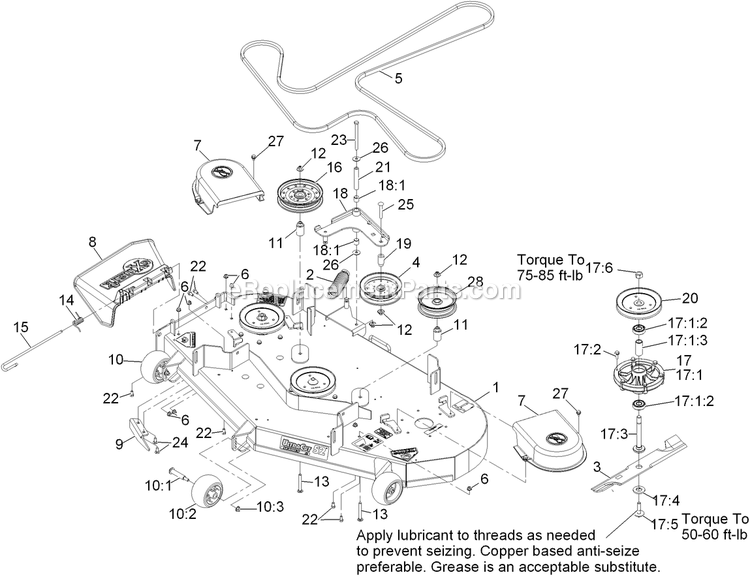 Deck Assembly Diagram and Parts List for PNE24KA522 (920000-999999)(2011) Exmark Lawn Mower