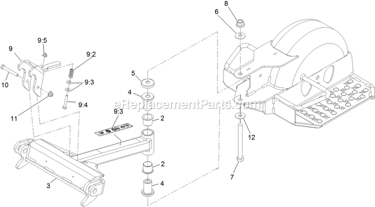 Draw Bar Assembly Diagram and Parts List for TTX650EKC604N0 (402082300-404314158)(2018) Exmark Lawn Mower