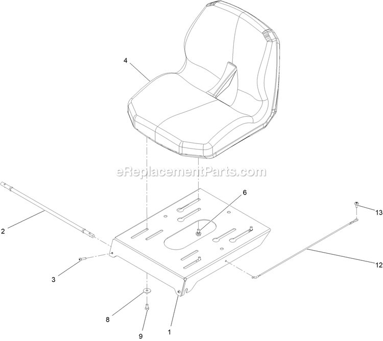 Seat Assembly Diagram and Parts List for QZE725GKC42200 (411294212-999999999)(2022) Exmark Lawn Mower