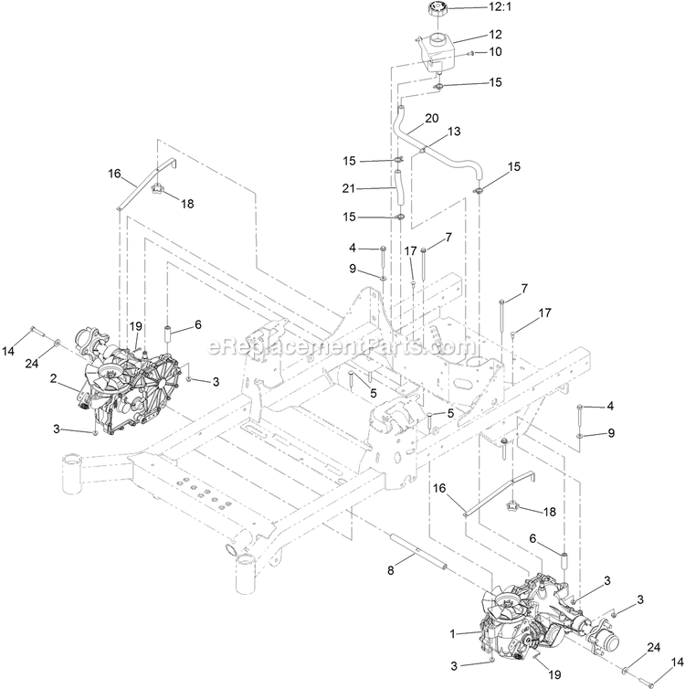 Hydraulic Assembly Diagram and Parts List for RAX691GKA524A3 (402082300-404314158)(2018) Exmark Lawn Mower