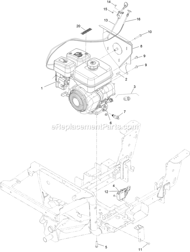 Engine Assembly Diagram and Parts List for SSS270CSB00000 (402082300-404314158)(2018) Exmark Sprayer