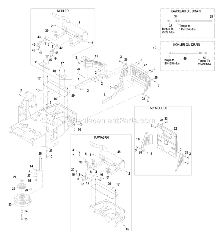 Engine Group Diagram and Parts List for LHP20KC505 (600000-669999)(2006) Exmark Lawn Mower